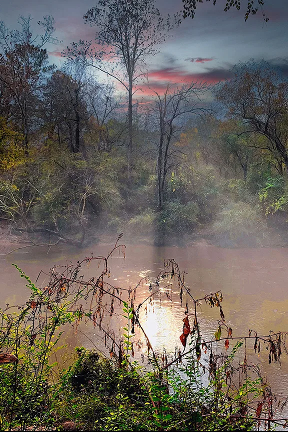 Fog Over Oconee Pink Sky